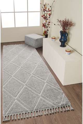 Mariesse Home Elit Bukleli Yumuşak Koridor Kesme Yolluk Dokuma Makine Halısı Gri