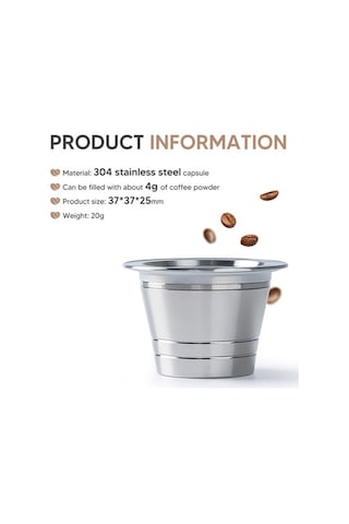 Fastbuy Paslanmaz Çelik Yeniden Kullanılabilir 4g Kahve Kapsülü - Instant Multi-pod 68 Mb Uyumlu Gümüş Gümüş