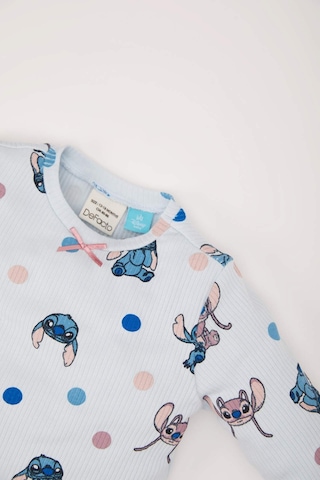 DeFacto Kız Bebek Pijama Takımı Disney Lilo & Stitch Bisiklet Yaka Uzun Kollu Fitilli Kaşkorse Üst Beli Lastikli Uzun Alt D5373A524WNBE61 Mavi