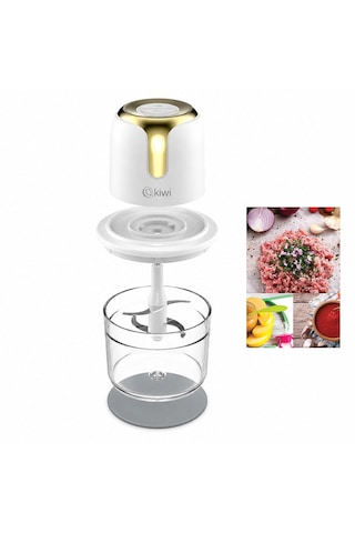 Usb To Type-c Şarjlı Mini 3 Bıçaklı Gold Blender Rondo Gıda Doğrayıcı 1.2lt Mika Kristal Hazne