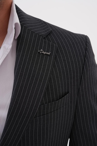 Dupont Classics Dupont Slim Fit Mono Yaka 6 Drop Çift Yırtmaç Çizgili 2'li Takım Elbise Gri