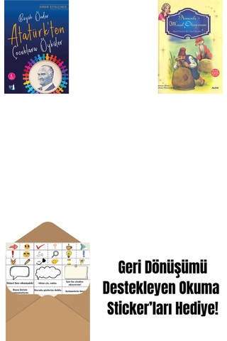Büyük Önder Atatürk Ten Çocuklara Öyküler + Annemle Masal Okuyorum Ciltli + Okuma Sticker'ları