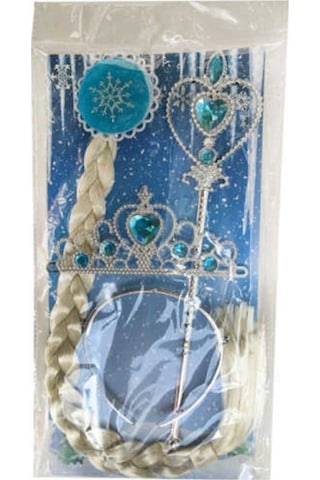 Çocuk Karlar Ülkesi Frozen Elsa Anna Sihirli Asa Saç ve Taç  Seti