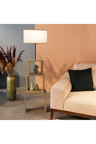 Homing Kumaş Başlıklı Modern Raflı Lambader Ayd-2903