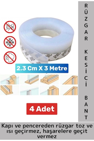 Premium Kapı Altı Pencere Rüzgar Toz Isı Böcek Haşere Önleyen Rüzgar Kesici Bant 3 Metre 4 Adet