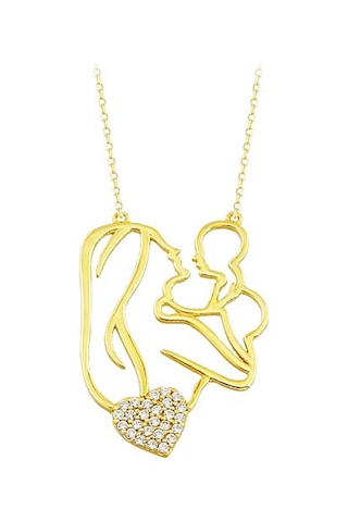 Anne Bebek Altın Kolye Kalp'Li 14K Gold