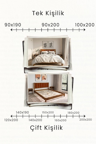 Ori On Kiremit Rengi Puf Başlıklı Masif Ahşap Ceviz 100x200