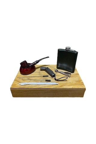Dapper Gül Ağacı Balsa Filtre 7 Oz Çelik Mataralı Pipo Seti 605954x509464