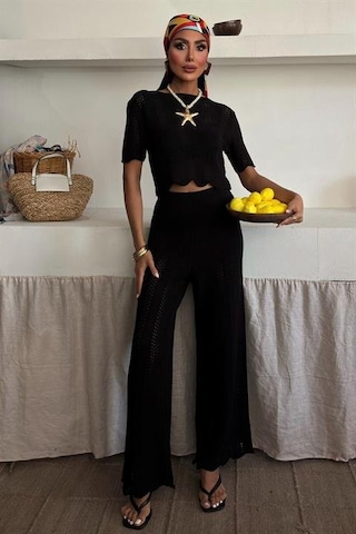 Triko Bluz Pantolon İkili Takım 10084-025 Siyah