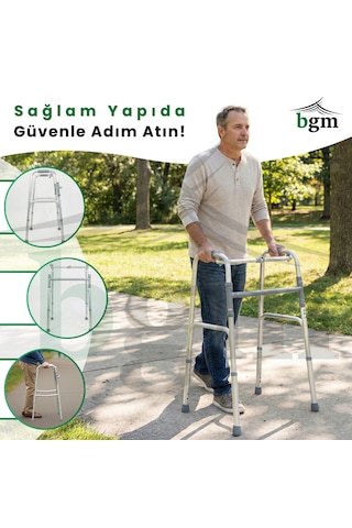 Yürüteç Walker Hasta Yürüteci Yüksek Kalite Katlanır Walker 8 Kademeli Ayarlanabilir Yürüteç