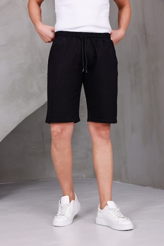 Dark Moda Erkek Sade Oversize İki İplik Kompakt Şort Siyah