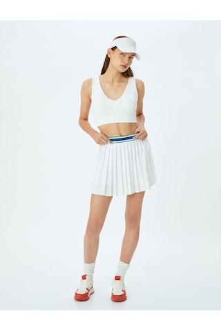 Koton U Yaka Kaplı Kolsuz Çapraz Sırt Detaylı Slim Fit Sporcu Sütyeni Ekru 5sak30019nk Ekru