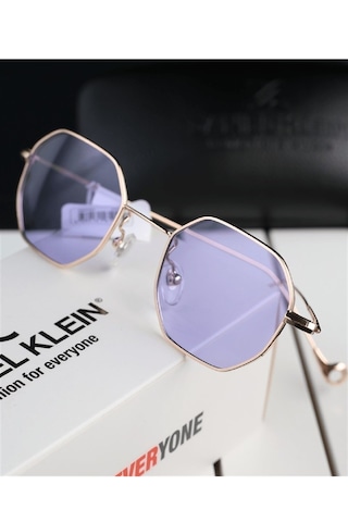 Daniel Klein Dk4183-4 Soft Lila Küçük Altıgen Polarize Camlı Kadın Güneş Gözlüğü Gold