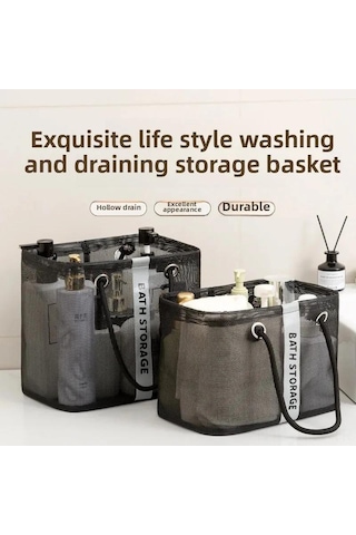 Tenfowee Sıvama Malzemeleri İçin Geniş Kapasiteli, Çarpık Gözlü, Katlanabilir Siyah Kısa Tip Duş Organizer Sepeti Diğer