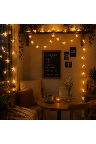 20 Led Yıldız Işık Zinciri Günışığı Beyaz Dekoratif Aydınlatma Diğer
