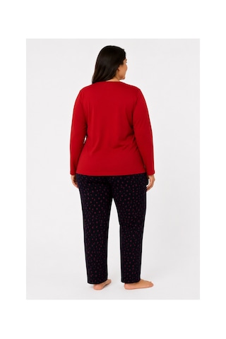 Sleeproom Büyük Beden Kadın Mevsimlik Awesome Kırmızı Pijama Takımı