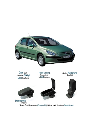 Peugeot 307 Uyumlu Araca Özel Kol Dayama Kolçak 2001 2002 2003 2004 2005 2006 2007 2008