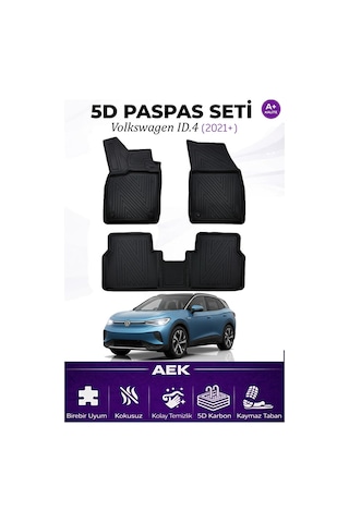 Volkswagen İd.4 2021+ Araca Özel Havuzlu "karbon" Paspas Takımı