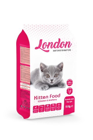 London Tavuklu & Hamsili Yavru Kedi Maması 15 Kg