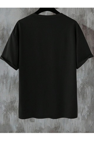 Brooklyn Up T-shirt - Siyah Baskılı Oversize Bisiklet Yaka Kısa Kol Tişört Siyah