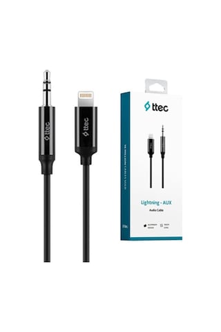 Aux To Lightning Apple Uyumlu iPhone Ses Kablosu 100 Cm, 1 Metre Siyah 2 Yıl Yüksek Kalite - 2dk42
