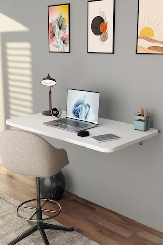 Katlanabilir Duvara Monte Masa - 50x90 Cm Ofis, Ev Çalışma Masası Beyaz