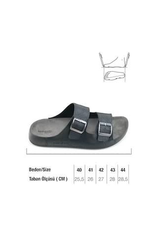 Gezer Naturela Comfort Erkek Yazlık Suni Deri Çift Toka Ayarlanabilir Rahat Taban Günlük Terlik Siyah
