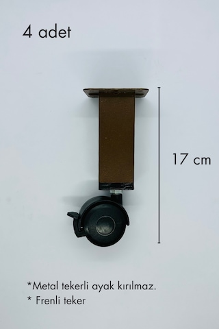 Sihirli Sehpa Tekeri Masa Tekeri 17 Cm Kırılmaz Metal Teker Fren Sistemli Ceviz