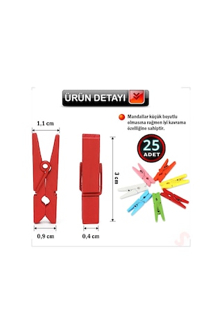 Dekoratif Ahşap Süs Mandalı, 3 Cm X 25 Adet - Çok Renkli 1+