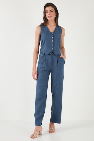 Lela  Regular Fit Bol Paça Yelekli Bayan Takım 67045162S4 Indigo