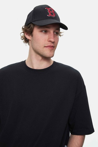 Ucla Roscoe Siyah Bisiklet Yaka Baskılı Oversize Erkek Tshirt Siyah