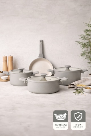 Gigilli Luna 7 Parça Crystal Tencere Ve Tava Seti Grı
