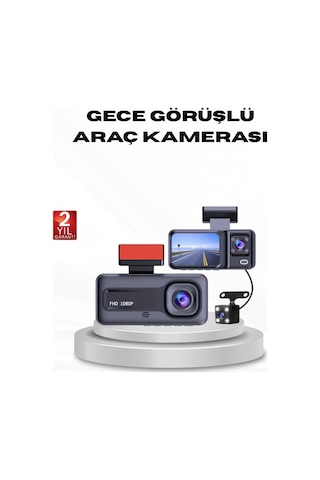 Full Hd Üç Kameralı Araç Kamerası G-sensörlü Ve Gece Görüşlü