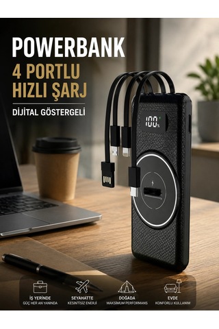 Hubrendy Tekno Hızlı Şarj Dijital Göstergeli Powerbankli Çoklu Şarj Özelliği Diğer 37091280