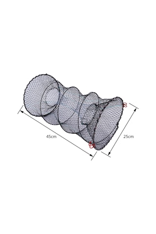 Shineyee Galvaniz Çelik Ve Nilon Kollu Katlanabilir Yengeç/somon/istavrit Avlanma Kafesi - 45 Cm Uzunluk, 25 Cm Çap, Çift Girişli, Taşınması Kolay Av Aleti