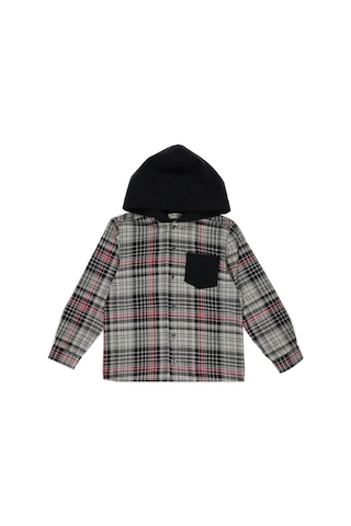 Panço Erkek Çocuk kapüşonlu Kareli Gömlek Siyah 2221bk06006-2943 001