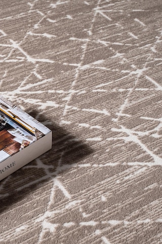 Clay Ct006a Bej Halı Modern Geometrik Desenli Triko Akrilik Pamuk Tabanlı Kaymaz Salon Halısı