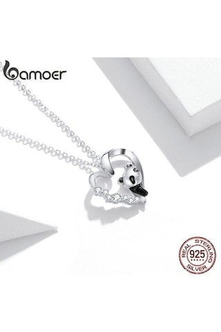Novahub 925 Ayar Gümüş Panda Kolye, 17.7 İnç Zincir, Kadınlar İçin, Ayarlanabilir, Yıldönümü/hediye Gümüş