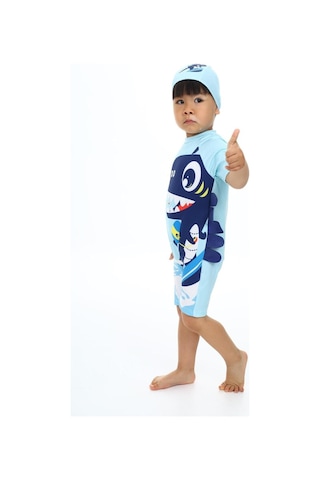 My Kids Wear Boneli Fermuarlı Erkek Çocuk Mayo Açık Yeşil