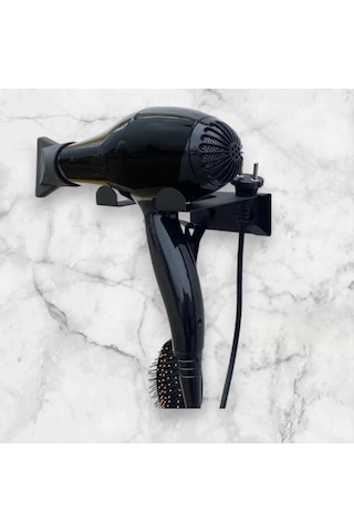 Ardini İster Kendinden Yapışkanlı İster Vidalı Fön Makinesi Tutucu Mat Siyah Mat Siyah