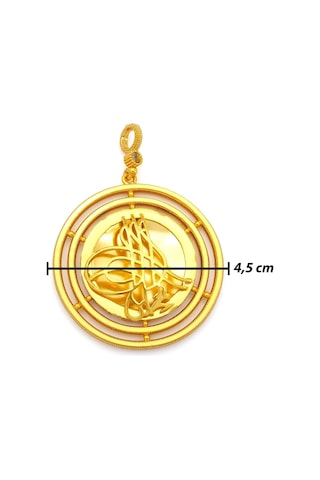 Altın Kaplama İmitasyon Ajda Desenli Tuğralı Büyük Boy Kolye Ucu Tgr-729 Altın