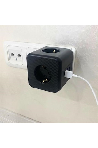 Büro Ev Ofis İçin 3priz 3usb Isı Termal Akım Çocuk Korumalı Küp Tip Grup Priz
