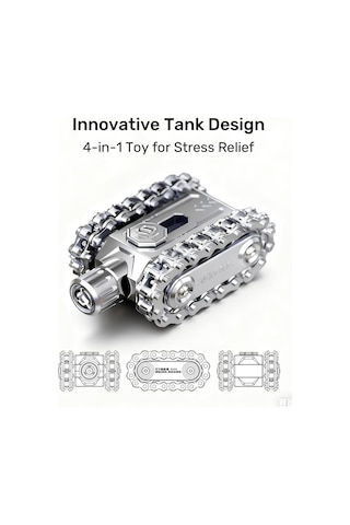 Edc Yeni Nesil Stres Çarkı: Zincir Mekanizmalı Tank Fidget Silver