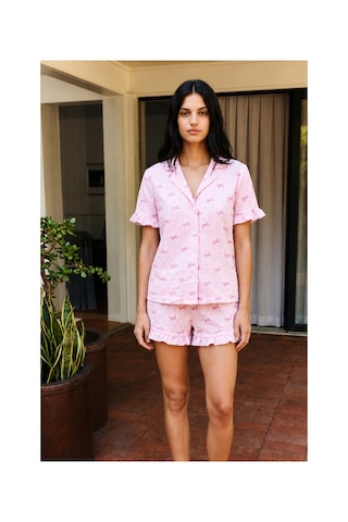 Fit Women Kadın Esnek Şortlu Bol Pembe Pijama Takımı