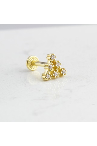 Glorria Altın Piramit Tragus Piercing Altın
