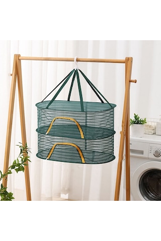40 X 60 Cm Katlanabilir Kurutma Balıkçılık Sebzeler Balık Ağı Asılı Giysi Kurutma Depolama Rafı, Spec: 2 Kat Yeşil