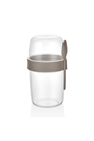 Yoğurt Kabı Seti 300 Ml + 600 Ml Taşınabilir, Bpa İçermeyen Kahvaltı Ve Ara Öğün Kabı Bej