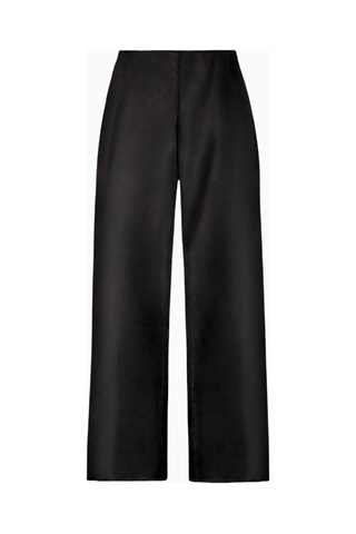 Because Of Alice Formal Satin Straight Leg Trousers Saten Düz Paça Kadın Pantolon Siyah