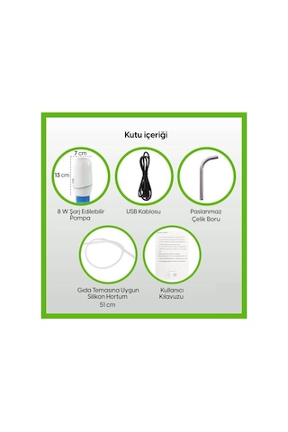 Vayomy Damacana Su Pompası 8w Çift Motorlu Şarjlı Otomatik Hızlı Dolum Bpa Içermez ,ce Belgelidir Beyaz