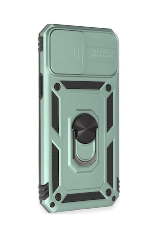 Apple İphone 12 Pro Max Uyumlu Kılıf Pars Lens Yüzüklü Silikon - Yeşil
